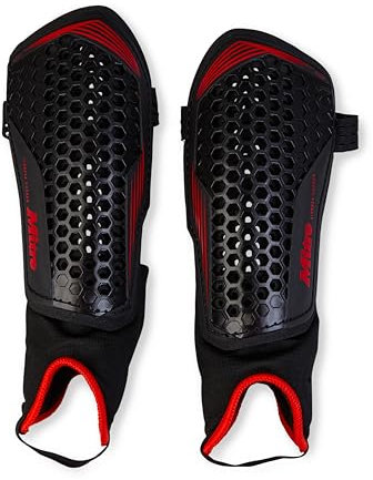 Mitre Aircell, extrem atmungsaktiv, Leichter und zuverlässiger Schienbeinschoner mit Knöchelschutz Fußball-Schienbeinschoner für Unisex Erwachsene, Schwarz/Rot, XL