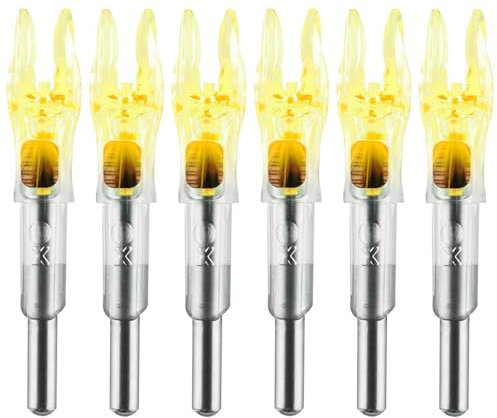 KEAUP 6 x beleuchtete Nocken für Pfeile mit .204 .233 .244 .246 Innendurchmesser mit H, S, GT Buchsen, gut sichtbare LED-Pfeilnocken, An-/Aus-Schalter im Lieferumfang enthalten