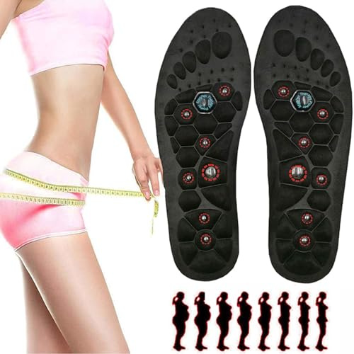 Magnetic Massage Reflexology Anti Plantar Insole for Men and Women, Foot Acupuncture Point Therapy Pain Relief Shoe Insoles Promote Blood Circulation, Relieve Fatigue, Cutable Size,L,2 PAIRS