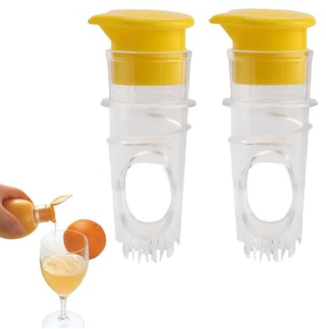 Zitronenpresse – 2er-Pack Manuelle Zitronenpresse, Limettenpresse Aus BPA-freiem Kunststoff, Kompakter Entsafter, Zitruspresse Mit Deckel, Handgehaltene Zitruspresse Und Zitronenausgießer