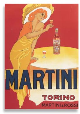 AIMA Poster da Parete 50 x 70 cm - Stampa da Parete Martini Poster Vintage Senza Cornice - Room Decor Stampe da Cucina, Camera da Letto - Calamita in Omaggio