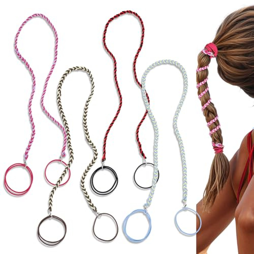 HJZHII 4 soportes para coletas de caballo de 25 pulgadas de largo, no dañan para mujeres, coloridas, colas de caballo, bandas elásticas para el pelo, lazos en espiral para el cabello para nadar en