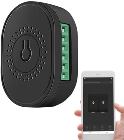 Smart Light Switch, For Tuya App For ZigBee 3.0 Remote Control Mini Dimmer Module, 2 Way 16A Switch Breaker For ALEXA Voice, No Neutral Wire Required(Black)