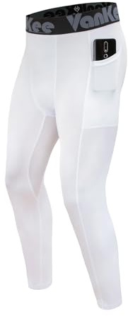 VanKee Uomo Pantaloni a Compressione con Tasche Sport Running Leggings Fitness Tights Quick Drying Sweat Bottoms Basketball Football Yoga Gym