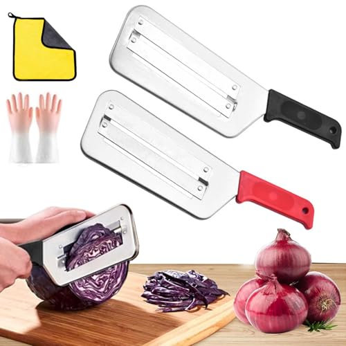 Cabbage Shredder, 2025 New Stainless Steel Shredder Slicer with Two Sharp Blades, Shredders Knife for Vegetables, A Perfect Combo of Knife and Shredders—Ideal for Prepping Fruits, Vegetables (2Pcs)