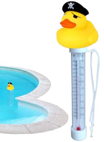 Termometro A Piscina Galleggiante Di Ana-tra In Gomma - Termometro Galleggiante Per Piscina A Forma Di Paperella Con Corda | Termometro Per La Temperatura De-ll'acqua Per Esterni E Interni (B)