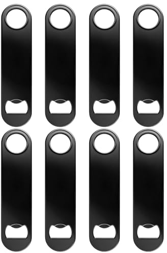 Bar Abrebotellas 12.5 cm Negro, 8PCS Sacacorchos de Cerveza de Acero Inoxidable, Antideslizante Abrebotellas Profesional para Cerveza, Abridor de Botellas de Acero Inoxidable para Bar Restaurante