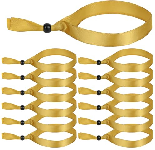 LVNRIDS Braccialetti Eventi in Tessuto Oro, 100 pezzi Braccialetto Eventi Riutilizzabile e Regolabile, Braccialetti Colorati per Eventi, Festival, Concerti e Feste