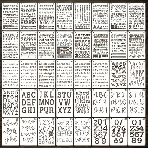 WJMY 40 Stück Wiederverwendbar Schablonen Set Buchstaben und Zahlen