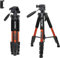 Trépied Smartphone, 140cm Trepied Voyage Appareil Photo avec Support de Téléphone et Sac de Transport pour DSLR DV Caméra Smartphone (Orange)
