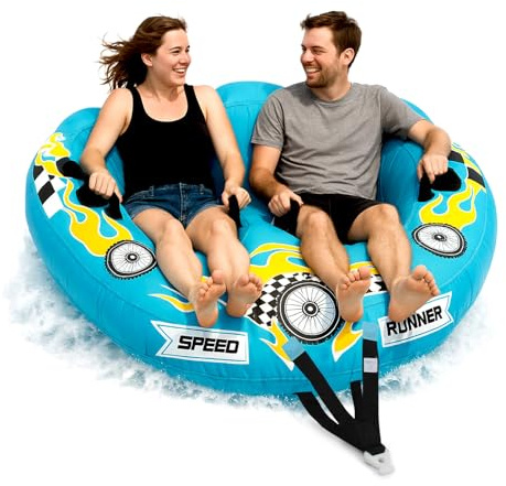 SereneLife Aufblasbares Schlauchboot- 2/3 Personen, Towable Tube für Wassersport, Ziehschlauchboot aus PVC, Für Seen & Flüsse, Einfach Aufzupumpen & Transportieren, Wassersport Tube für Bootfahren