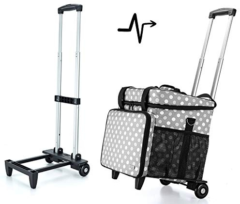 Luxja Bolsa para Remalladora con Trolley Desmontable, Maleta para Overlock, Bolsa Trasporte para Maquina Overlock y Accesorios, Puntos Grises