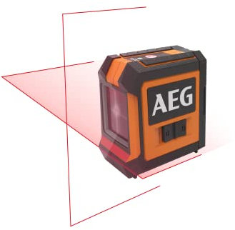 AEG - Niveau laser croix, portée 15 m, laser rouge, 2 lignes, avec 1 adaptateur, 2 piles AA, 1 pochette de rangement, bande velcro, en carton - CLR215-B