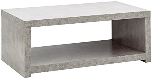 GFW Bloc Concrete Effect Shelf For Storage, Modern Centre Entertainment Coffee Tables home living room Furniture, Grey Unit, Engineered Wood, 105 x 55 x 40cm