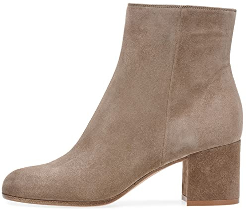 Stivali da Donna Stivali Chelsea in Pelle Tacco a Blocchetto Stivaletti Satin Ankle Boots Cerniera Tronchetti Invernali Impermeabile Antiscivolo Outdoor Trekking Scarponi,Marrone,39 EU