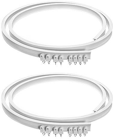 QWORK® - 2 pezzi binario tenda 3 m, in plastica PVC flessibile di fissaggio, binario a soffitto, binario di tendaggio, accessori per guide scorrevoli