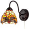 Tiffany Applique murale avec interrupteur à intensité variable, style industriel vintage, col de cygne avec câble Plug in Cord, abat-jour en vitrail, parfait pour chambre à coucher, salon