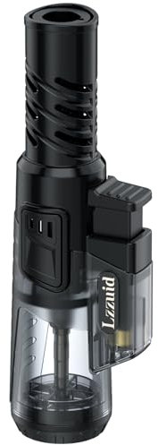 Lzzuid Jet Flame Torch Lighter Butane Gas Refillable, Windproof BBQ Lighter, Gifts for Men, Without Fluid (Black)