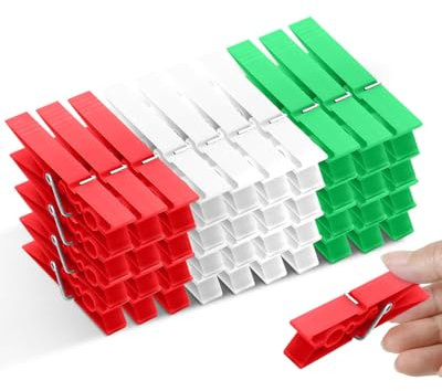 HW CASA 40 Mollette per Bucato Mollette Bucato, Mollette da Bucato in Plastica Rinforzata - Colorate per Calze/Asciugamani/Vestiti - Plastica Durevole