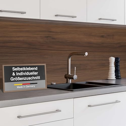 WALLando Premium-Küchenrückwand selbstklebend – Größe individuell zuschneidbar – Hitzeschutzfähige PVC-Wandverkleidung & Spritzschutz für jede Küche – Einfache Installation ohne Bohren – Eiche Catania