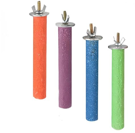 MaoNativey 4 Pezzi Posatoio per Pappagalli - Trespolo Masticabile per Pulizia Zampe e Limaunghie - Accessorio per Gabbia Adatto a Cocorite, Calopsite e Conuri (15 cm)