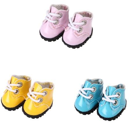 3 Pairs of Doll Shoes Suitable for 17cm Dolls, 3 Colors Suitable for Different Clothing Styles, 17cm Doll Accessories (Colors D)
