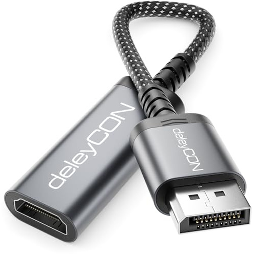 deleyCON Adattatore DisplayPort a HDMI 4K (Per Monitor/TV/Proiettore HDMI) - Unidirezionale - Supporto 1080p@240Hz / 1440p@165/144/120Hz / 4K@60Hz - per Computer con DisplayPort, Schede Grafiche