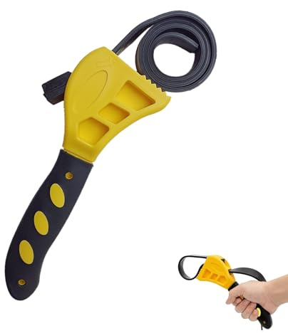 LeeQunQ Rubber Strap Wrench, Oil Filter Wrench, for Jar Opener, Pipes, Plumbing, Shower Head, Water Filter, Mechanics Plumbers DIY(Yellow Black)