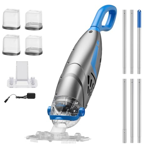 UIRWAY V3 Swimming Pool Hoover Vacuum for Above Ground Pool, Upgraded 26.5 GPM Powerful Suction, IPX8 Rechargeable Cordless Cleaner 2 Vacuum Heads & 4 Filter Bags, 1H Runtime for Hot Tub Inground Pool