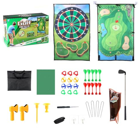 Alfombra de Juego de Golf Chipping, Juego de Golf Chip and Stick, Estera de entrenamiento de Doble Cara, Alfombra grande de dardos, chips, kit de Estera de entrenamiento para