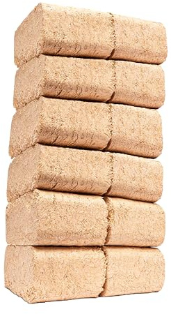 AMOS 100% Natural RUF Heat Briquettes Alder Birch Dry Wood - 12 Bricks - 10kg - Low 10% Moisture - Easy to Light - Low Ash - Eco Friendly - for Open Fire Stove Burner Fuel Stove Wood Burner Chiminea