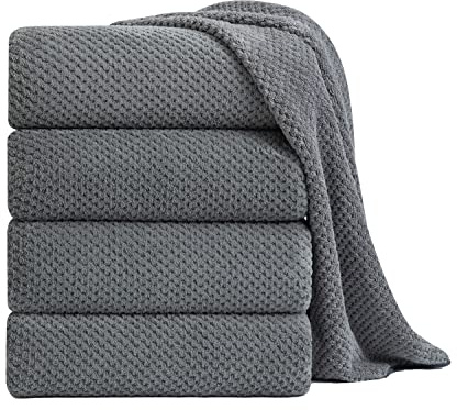 Extra Large Bath Towel Sheet Set 35x70 Inches - Oversized Highly Absorbent Towels Set,Jumbo Microfiber - Quick Dry, Lightweight,Super Soft for Bathroom,Hotel,SPA,Pack of 4 (Gray)