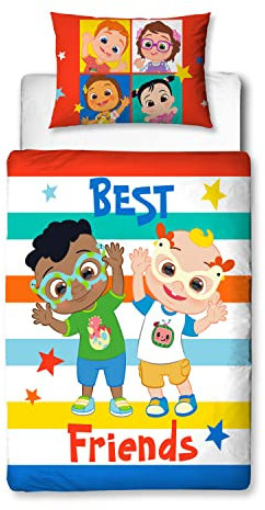 CoComelon Character World Cute Design Bedroom Range | Reversible Two Sided Officially Licensed Bedding | Toddler Cot Bed Duvet Cover With Matching Pillow Case