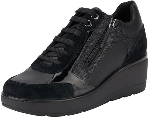 Geox Damen D ILDE C Sneaker, Black, 37 EU
