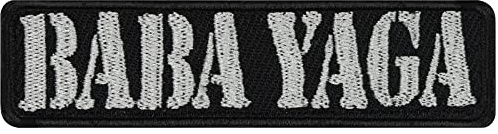 oppa ricamata da applicare con ferro o cucitura: BABA YAGA | Strega del bosco | Patch da annodare/stirare | Riparazione abbigliamento | Applique in tessuto | 75x20mm