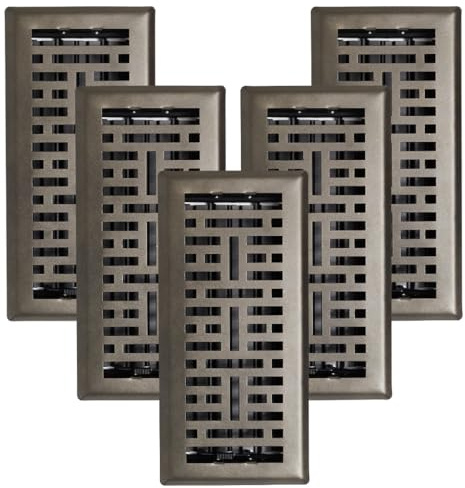 5 pcs, Sierra Grates Precision Flow 4x10 Steel Floor Register - Metro Design, Metallic Bronze Finish - Premium Home Vent Covers, Durable & Decorative - Fits 4x10 Duct Openings, Easy Installation