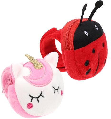 HEMOTON Lot de 2 porte-monnaie en forme d'anneau en carton - Peluche - Bracelet en peluche Slap - Bracelets pour couples - Bracelets pour enfants - Joli bracelet slap - Bracelets assortis pour couples