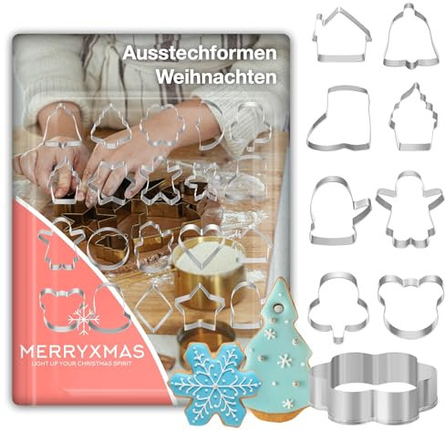 20x Ausstecher Weihnachten & Advent Motive Set - Keksausstecher zum Backen - Steckform & Plätzchenausstecher & Ausstecher