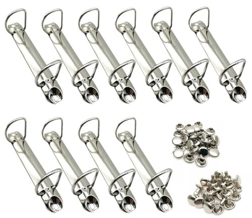 Wanfoou - 2 anelli con meccanismo di rilegatura, 10 clip in metallo a forma di D, 2 anelli di ricambio, clip in metallo per conservare carta, raccoglitori, agenda, accessori