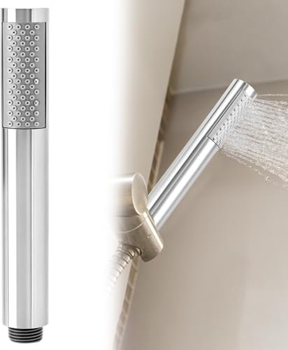 QWORK® Cabezal de ducha de mano universal de alta presión, 304 acero inoxidable, acabado cromado