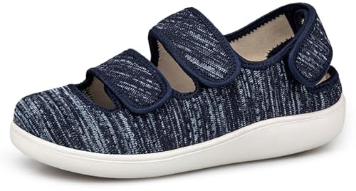 Hsyooes Sandali Diabetici Donna Pantofole Uomo Larghe Scarpe da Riabilitazione Chiusura a Strappo Scarpe Ortopediche Regolabili Antiscivolo