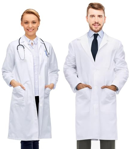 AIUNBEST Cotton Lab Coat, Medical Laboratory Coat Women and Men Doctor Costume White Lab Coat Scientist Uniform Warehouse Coat Laboratory Work Wear 3 Pockets Perfect for Science Projects