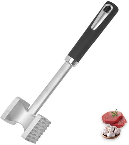 HingtTraum Marteau Viande 27 cm en Acier Inoxydable – Attendrisseur de Viande à Double Face antiadhésif pour Steak, côtelettes, Porc et Poulet