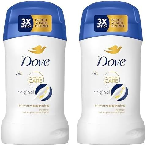 Dove Advanced Care Original Anti-Perspirant Cream Women's Deodorant Stick with pro-ceramide technology for 72 hours sweat protection 50 ml (Pack of 2)