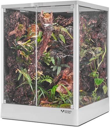 Reptile Terrarium 18x18x24 32 Gallon,Aluminum Frame,Full Glass Tank Enclosure for Small Reptiles, Geckos, Frogs, Lizards, Snakes, Spiders, Turtles, Vertical Rainforest Habitat