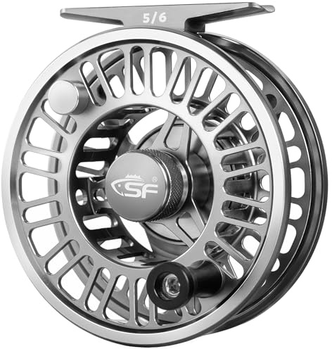 SF SF-003 Pro Fly Fishing Reel for Freshwater,Mid Arbor Design,Smooth Drag System,Lightweight Aluminum Body,5/6wt,Matte Gunmetal Gray for Freshwater Fishing