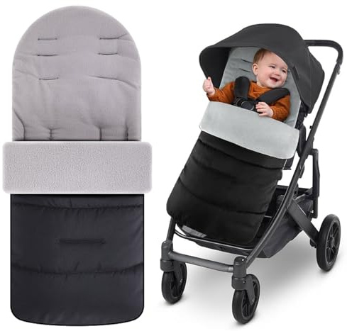 Baby Pram Footmuffs, Footmuff for Pushchair Universal - Cosy Toes, Waterproof and Windproof Pram Liner Footmuff, Soft & Comfortable Warm Grey Thick Cotton Pad Toddler Foot Muff Fit All Stroller