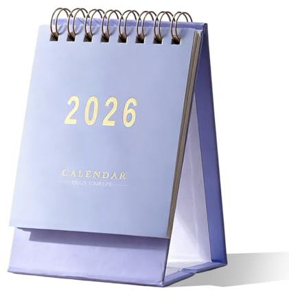 NOPKESV Mini calendario de escritorio (1 pieza), calendario de mesa 2025-2026, de julio de 2025 a diciembre de 2026, calendarios pequeños de pie en espiral, de mesa para el hogar, oficina y escuela