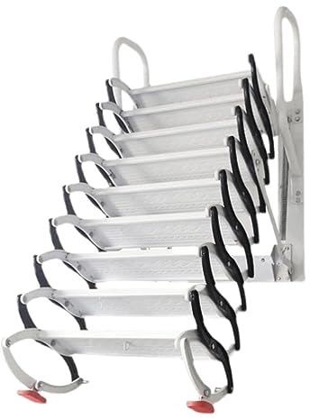 CHENWMZ Telescopic Wall-Mounted Attic Ladder – Folding Loft Staircase Adjustable Outdoor Extension Ladder with Hook for Easy Access & Space-Saving Solution