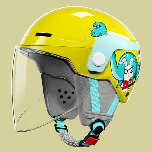 Kids Scooter Helmet for 3-12 Years Old Boys and Girls ECE 22.06 Approved Children's Motorcycle Crash Half Helmet with Sun Visor, Kids Motorcycle Jet Helmet D,48-54cm